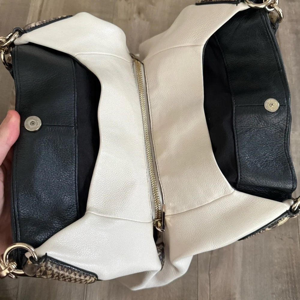 Coach Madison Pheobe Shoulder Bag Purse Pebbled Leather Two Tone Animal Print - Picture 15 of 16